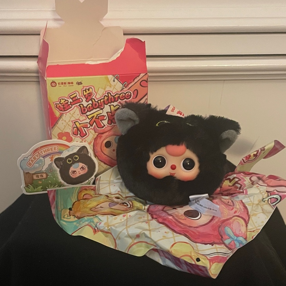 Baby three  mini animal Plush Toy pendant - confirmed 🐈‍⬛ black cat